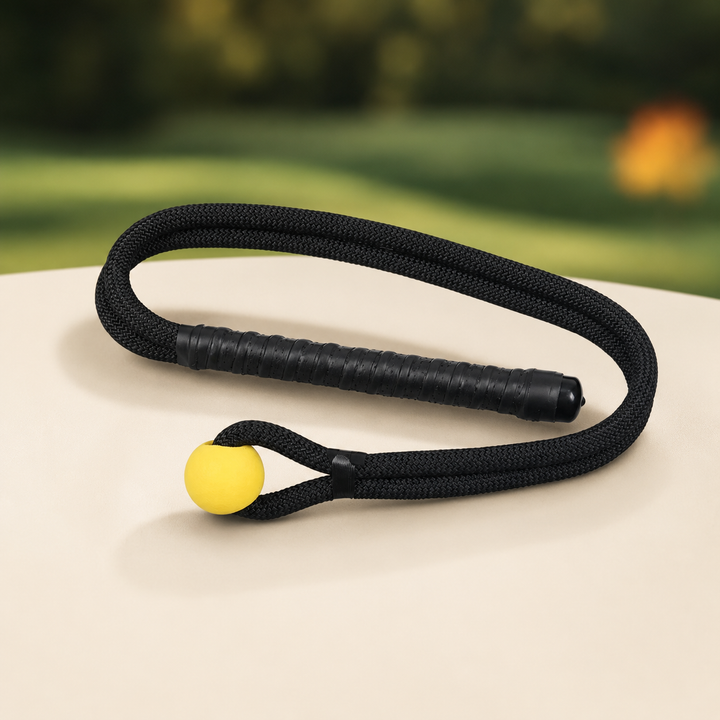 Tempo Rope golf swing trainer on a practice surface
